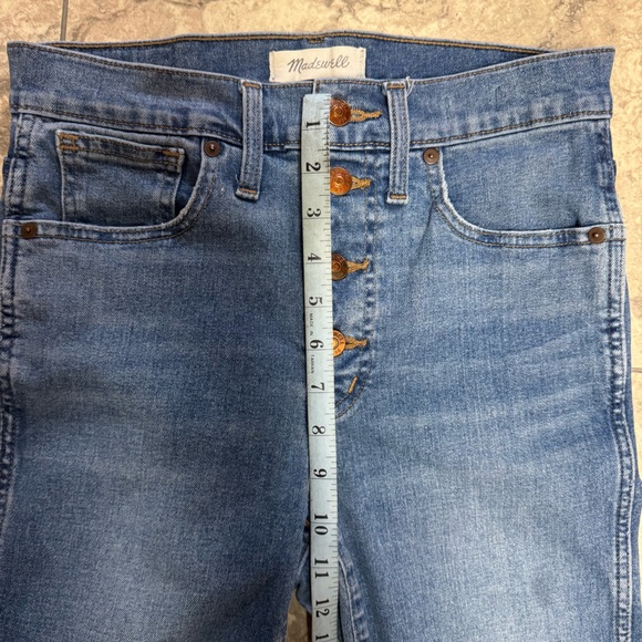 Madewell 10” High-Rise Skinny Jeans Dewitt Wash Button Fly Raw Hem size 27 - Picture 11 of 12